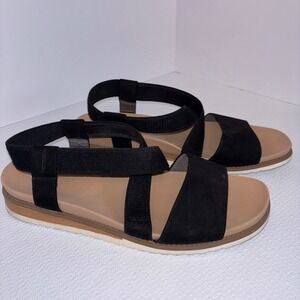 Dr Scholls Black Sandals Women's Size 11 Comfort‎ Casual Elastic Strap Shoes